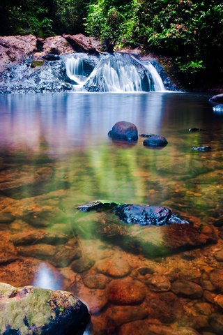 Обои река, лес, водопад, дно, прозрачное, вудленд, river, forest, waterfall, the bottom, transparent, woodland разрешение 4075x2706 Загрузить