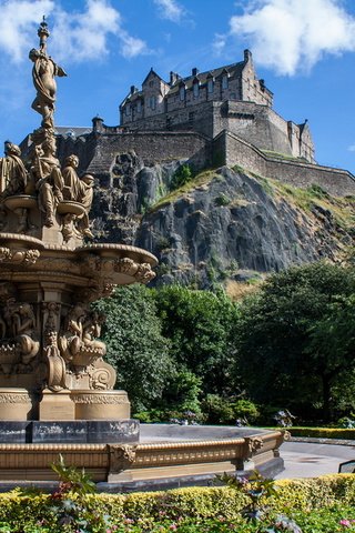 Обои парк, замок, фонтан, скульптуры, шотландия, эдинбург, эдинбургский замок, park, castle, fountain, sculpture, scotland, edinburgh, edinburgh castle разрешение 1920x1280 Загрузить