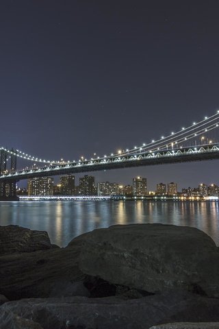 Обои ночь, огни, река, мост, город, night, lights, river, bridge, the city разрешение 2048x1365 Загрузить