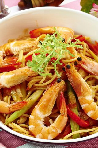 Обои овощи, морепродукты, креветки, паста, vegetables, seafood, shrimp, pasta разрешение 2048x1363 Загрузить