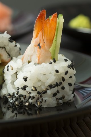 Обои суши, роллы, морепродукты, креветки, креветка, японская кухня, sushi, rolls, seafood, shrimp, japanese cuisine разрешение 2880x1922 Загрузить