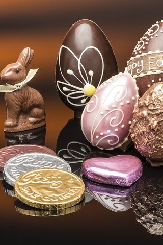 Обои отражение, конфеты, пасха, шоколад, монеты, заяц, яйцо, reflection, candy, easter, chocolate, coins, hare, egg разрешение 4000x2670 Загрузить