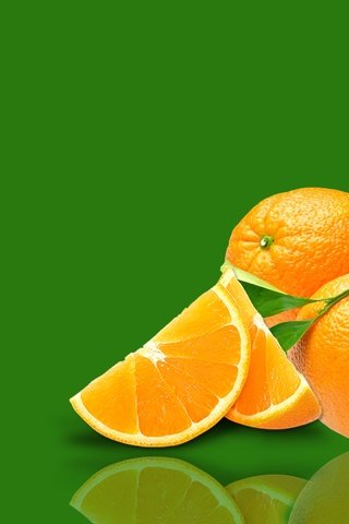 Обои отражение, фон, фрукты, апельсины, цитрусы, reflection, background, fruit, oranges, citrus разрешение 2500x1600 Загрузить
