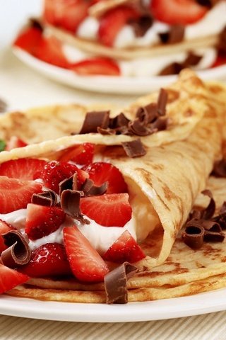 Обои клубника, шоколад, сладкое, десерт, блинчики, блины, strawberry, chocolate, sweet, dessert, pancakes разрешение 1920x1200 Загрузить