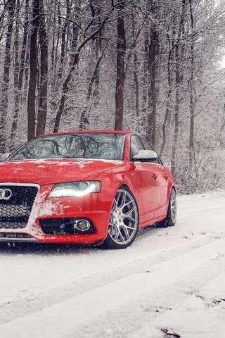 Обои снег, зима, красная, ауди, s4, snow, winter, red, audi разрешение 1920x1130 Загрузить