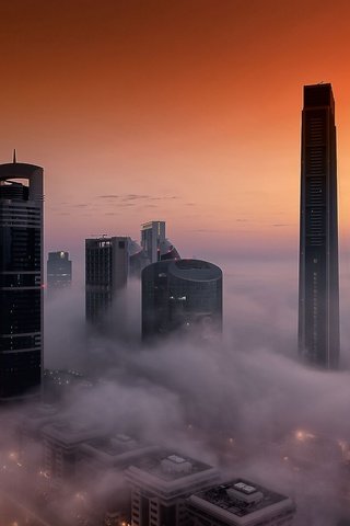 Обои небо, туман, город, дома, дубаи, дубай, оаэ, the sky, fog, the city, home, dubai, uae разрешение 2048x1370 Загрузить