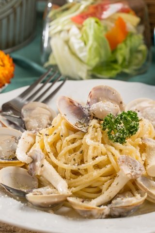 Обои кофе, спагетти, морепродукты, моллюски, паста, coffee, spaghetti, seafood, shellfish, pasta разрешение 3000x2000 Загрузить