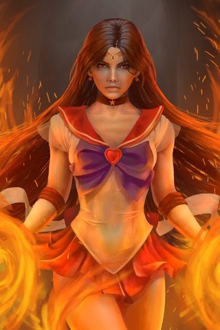 Обои арт, девушка, платье, огонь, аниме, sailor mars, art, girl, dress, fire, anime разрешение 3508x2764 Загрузить