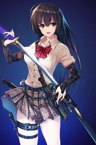 Обои девушка, меч, взгляд, аниме, волосы, лицо, самурай, катана, girl, sword, look, anime, hair, face, samurai, katana разрешение 3840x2160 Загрузить