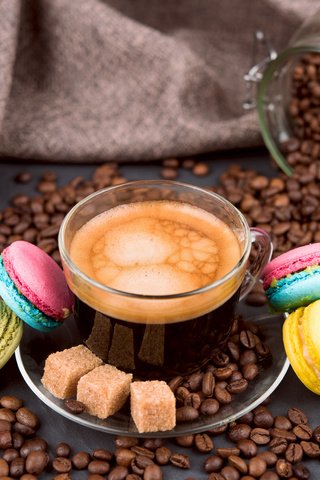 Обои фото, зерна, кофе, чашка, сахар, макаруны, photo, grain, coffee, cup, sugar, macaroon разрешение 5382x4872 Загрузить