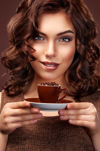 Обои девушка, улыбка, взгляд, кофе, чашка, макияж, прическа, mike orlov, girl, smile, look, coffee, cup, makeup, hairstyle разрешение 5545x3696 Загрузить