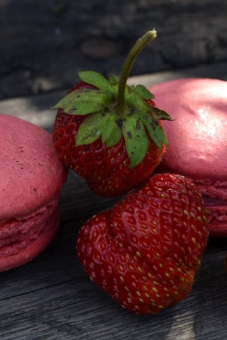 Обои ягода, клубника, печенье, макаруны, миндальное, berry, strawberry, cookies, macaroon, almond разрешение 3503x2320 Загрузить