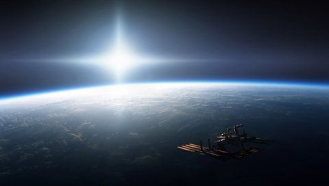 Обои космос, корабль, на орбите, мкс, space, ship, in orbit, iss разрешение 2560x1600 Загрузить