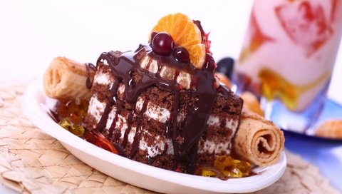 Обои еда, апельсин, шоколад, сладкое, торт, десерт, кулич, крем, food, orange, chocolate, sweet, cake, dessert, cream разрешение 1920x1200 Загрузить