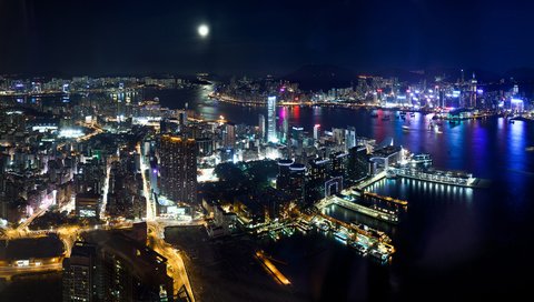 Обои ночь, гонконг, night, hong kong разрешение 3008x2000 Загрузить