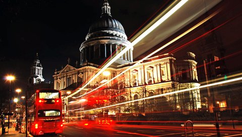 Обои ночь, огни, лондон, автобус, night, lights, london, bus разрешение 3700x2400 Загрузить