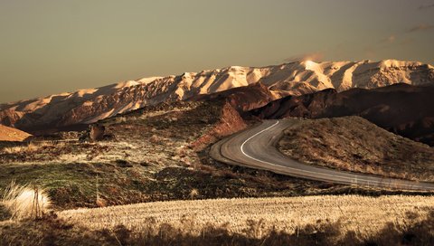 Обои дорога, горы, природа, поле, иран, road, mountains, nature, field, iran разрешение 2560x1600 Загрузить