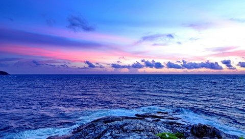 Обои облака, камни, море, рассвет, побережье, таиланд, волны скалы, clouds, stones, sea, dawn, coast, thailand, wave rock разрешение 2560x1600 Загрузить