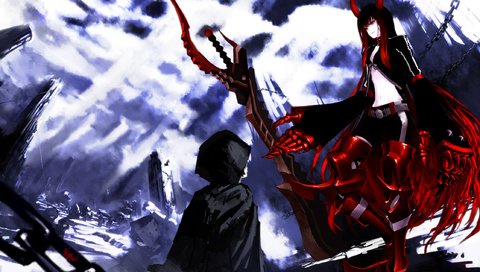 Обои девушка, black rock shooter, demon, girl разрешение 2236x1495 Загрузить