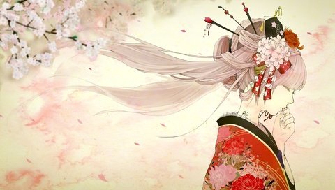 Обои арт, девушка, сакура, кимоно, vesna, tatu, profil, art, girl, sakura, kimono разрешение 1920x1161 Загрузить