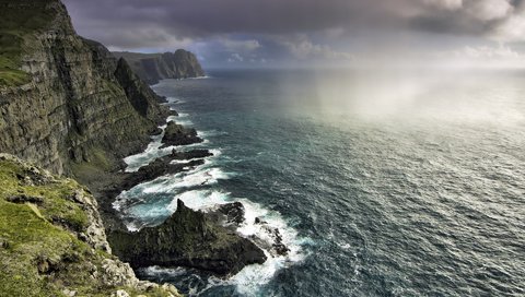 Обои скалы, побережье, океан, фарерские острова, rocks, coast, the ocean, faroe islands разрешение 1920x1200 Загрузить