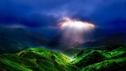 Обои горы, поля, китай, mountains, field, china разрешение 1920x1200 Загрузить