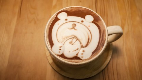 Обои рисунок, кофе, мишка, кружка, блюдце, капучино, пенка, figure, coffee, bear, mug, saucer, cappuccino, foam разрешение 5500x3666 Загрузить