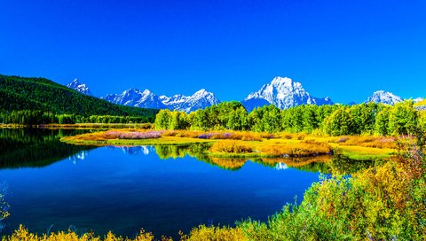 Обои деревья, озеро, горы, пейзаж, осень, trees, lake, mountains, landscape, autumn разрешение 4554x3036 Загрузить