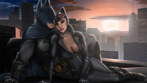 Обои крыша, костюмы, batman:arkham city, batman x catwoman, roof, costumes разрешение 2997x1952 Загрузить