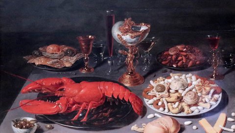 Обои картина, osias beert, натюрморт ас homard, натюрморт с омаром, 1624, брюссель, picture, still life au homard, still life with lobster, brussels разрешение 3530x2332 Загрузить