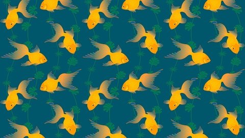 Обои арт, узор, рыбы, золотая рыбка, водоросли, хвост, art, pattern, fish, goldfish, algae, tail разрешение 1920x1280 Загрузить