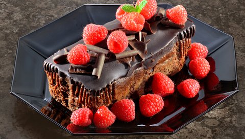 Обои малина, сладости, ягоды, шоколад, сладкое, десерт, пирожное, raspberry, sweets, berries, chocolate, sweet, dessert, cake разрешение 5392x3408 Загрузить