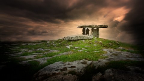 Обои небо, трава, камни, пейзаж, the sky, grass, stones, landscape разрешение 2048x1412 Загрузить