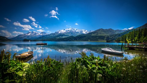 Обои небо, облака, озеро, горы, швейцария, лодки, альпы, the sky, clouds, lake, mountains, switzerland, boats, alps разрешение 6016x4016 Загрузить