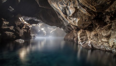 Обои вода, пещера, грот, water, cave, the grotto разрешение 1920x1080 Загрузить