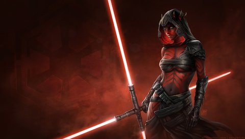 Обои девушка, звездные войны, световой меч, ситх, girl, star wars, lightsaber, sith разрешение 1920x1080 Загрузить