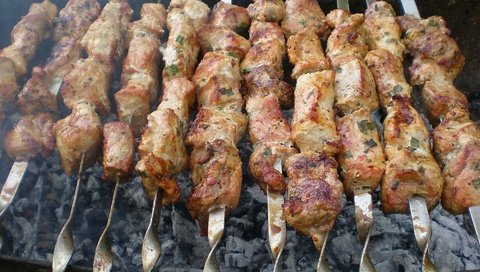 Обои мясо, шашлык, шампура, мангал, meat, kebab, skewers, grill разрешение 1920x1200 Загрузить