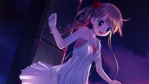 Обои ноч, игривое настроение, аниме девочка, оригинальная, night, playful mood, anime girl, original разрешение 2464x1560 Загрузить