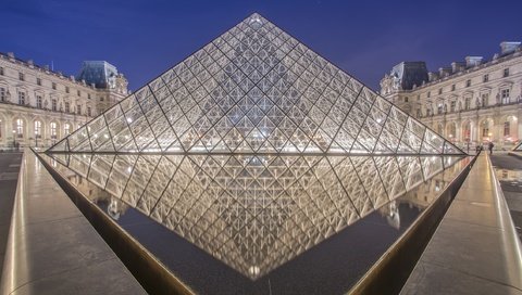 Обои париж, пирамида, франция, лувр, музей, paris, pyramid, france, the louvre, museum разрешение 2560x1440 Загрузить