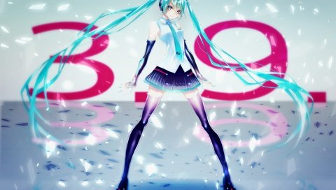 Обои девушка, аниме, вокалоид, twintails, со стоящим, мику хацунэ, aqua hair, girl, anime, vocaloid, standing, hatsune miku разрешение 4500x3000 Загрузить