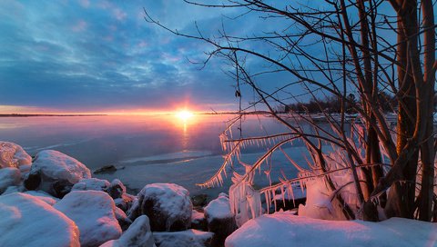 Обои река, природа, зима, рассвет, канада, онтарио, dustin abbott, bodies of water, ottawa river, river, nature, winter, dawn, canada, ontario разрешение 1920x1200 Загрузить