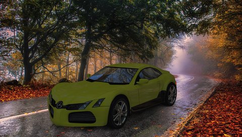 Обои дорога, осень, концепт, мерседес, road, autumn, the concept, mercedes разрешение 3553x1998 Загрузить