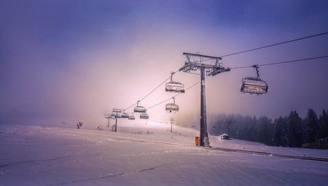 Обои ночь, снег, зима, пейзаж, канатная дорога, night, snow, winter, landscape, cable car разрешение 3200x2360 Загрузить