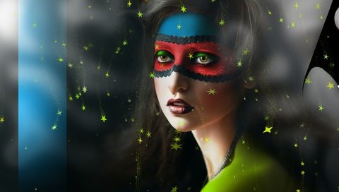 Обои девушка, маска, girl, mask разрешение 2552x1200 Загрузить