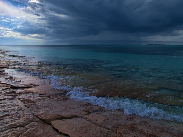 Обои облака, природа, море, пляж, горизонт, побережье, clouds, nature, sea, beach, horizon, coast разрешение 2560x1600 Загрузить