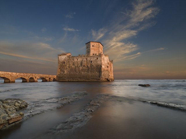 Обои пейзаж, мост, замок. море, landscape, bridge, castle. sea разрешение 1920x1200 Загрузить