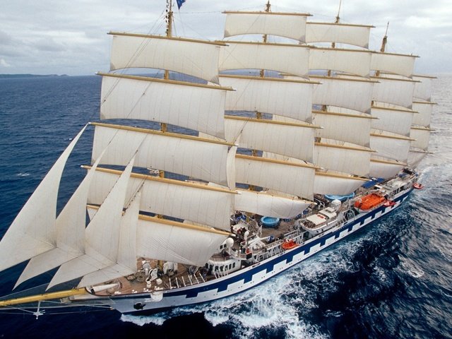 Обои море, корабль, парусник, пятимачтовый, барк-парусник, такелаж, royal clipper, барк, sea, ship, sailboat, pyatimetrovy, bark-sailboat, rigging, bark разрешение 1920x1080 Загрузить