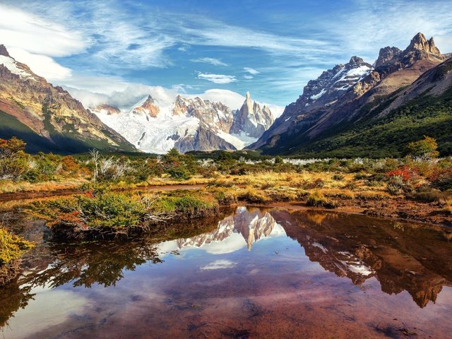 Обои озеро, горы, отражения, аргентина, анды, патагония, южная америка, lake, mountains, reflection, argentina, andes, patagonia, south america разрешение 2048x1365 Загрузить