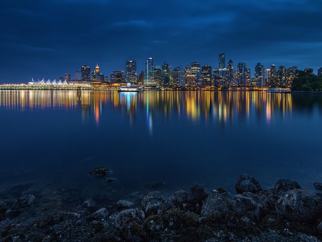 Обои ночь, огни, город, ванкувер, канада, стэнли парк, night, lights, the city, vancouver, canada, stanley park разрешение 3360x2100 Загрузить