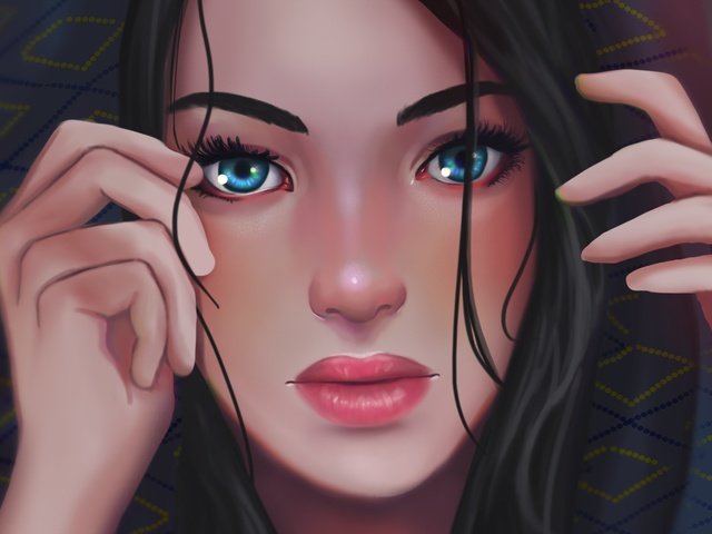 Обои глаза, арт, девушка, взгляд, волосы, лицо, руки, капюшон, eyes, art, girl, look, hair, face, hands, hood разрешение 4891x2855 Загрузить